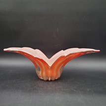 Alfred Barbini Murano Glass Winged Console Bowl Orange Aventurine Lattim... - $197.99