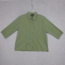 Van Heusen Women&#39;s Button Up Shirt Green 3/4 Sleeve XL Green Stretch - £7.66 GBP