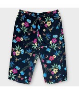 LINEA Louis Dell&#39;Olio Crinkle Crop Pull On Pants Black Multicolor Floral... - $20.00