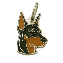 Dog name ID Tag,  Doberman-cropped ears, Personalized, Engraved, Handmade, Charm - £16.17 GBP+