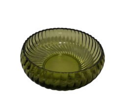 VINTAGE MCM Bowl. Green, Ribbed Swirl, 6&quot; x 2.75&quot;, - £6.97 GBP