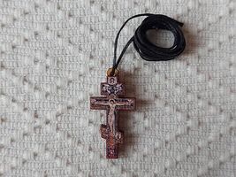 Small Russian Christian Wooden Pectoral Cross Pendant Rope Cord Car Rear... - $23.00