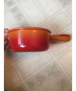 Vintage DESCOWARE Orange Red Flame Enamelware #14  Sauce Pan Belgium No lid - $22.09