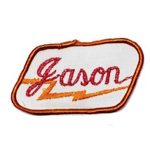 Vintage Name Jason Yellow Red Patch Embroidered Sew-on Work Shirt Unifor... - $3.47