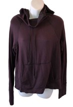 Athleta Hoodie Womens Small Maroon Black Stripe Sweatshirt Top athletic ... - $32.51