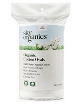 Sky Organics 100% Pure Organic Cotton Ovals, Qty 60 - £7.15 GBP