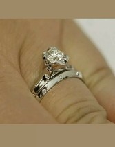 2.1CT Round Moissanite Engagement Bridal Ring 4k White Gold Plated - £69.75 GBP