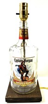 Captain Morgan Rum Large 1.75L Liquor Bottle Bar Table Lamp Light With Wood Base - £43.44 GBP