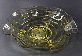 Fostoria Depression Glass Topaz Yellow Transparent Wavy Edge Bowl 10&quot; Vintage - £12.69 GBP