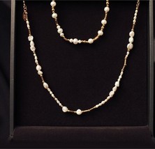 18K Gold Seville Pearl Bead Necklace &amp; Bracelet Set - vermeil, vinader, matching - £66.69 GBP