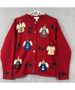 Talbots Womens Red Angel Faith Christmas Button Up Cardigan Sweater Size... - £27.23 GBP