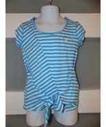 P.S. Aeropostale Blue &amp; White Striped Cap Sleeve Shirt Size 4 Girls NEW - £14.36 GBP