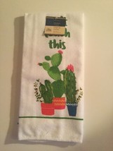 St Patricks Day Can't touch this towel cactus Home Collection white green new - $9.99