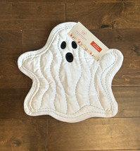 Rachel Ashwell Set of 4 Quilted Placemats Halloween Ghost white black - £24.25 GBP
