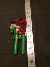 Vintage clothes pin ornament - Green Horse w/ Red Flowers &amp; dots!  Super Cute! - £6.02 GBP