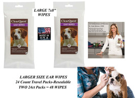 48 Pc Pet Ear Cl EAN Sing Large 7x8&quot; Wipes Pad Dog Cat Grooming Cleaning Cleaner - £6.38 GBP