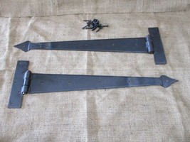 2 LARGE Strap T Hinges 18&quot; Tee Hand Forged In Fire Barn Rustic Door Iron Arrow - £47.84 GBP