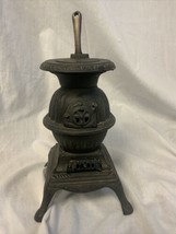 Vintage Cast Iron Pot Belly Stove Miniature 7.75&quot; Tall - £17.54 GBP