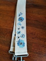 CANVAS Belt - Accented With Embroidered Blue Flowers - $28.06 CAD