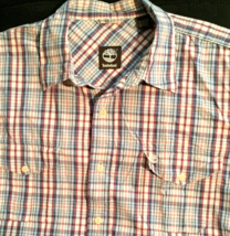 Timberland button close shirt size XL men  100% cotton plaid pockets long sleeve - £9.54 GBP