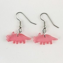 Dinosaur Earrings Triceratops Pink Dangle Casual Fashion Jewelry - £5.51 GBP