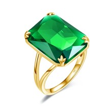 Szjinao Luxury Emerald Ring for Women Gemstones Wedding Rings Gold 14K Cocktail  - £38.21 GBP