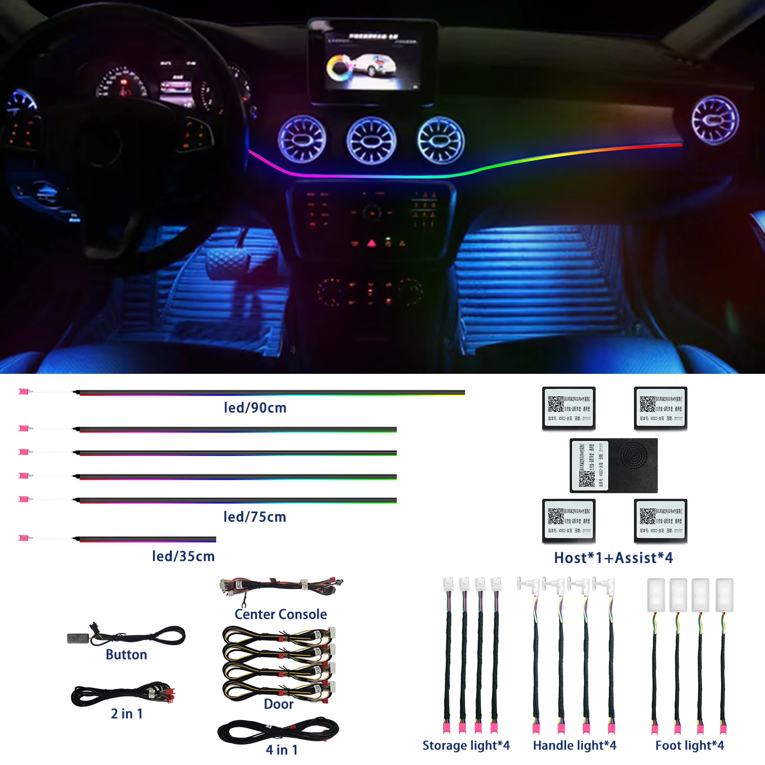 18-in-1 128 colorful RGB Symphony Car Ambient Interior LED Universal Multiple - £66.91 GBP