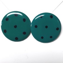 Aqua Polka Dot Metal Earrings Pierced Button Style Posts Lightweight - £3.89 GBP