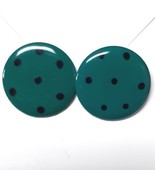 Aqua Polka Dot Metal Earrings Pierced Button Style Posts Lightweight - £3.88 GBP
