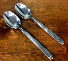 NEW Hampton Forged Monument 2 Oval Soup Spoons Ribbed 18/10 Stainless Flatware - £11.95 GBP