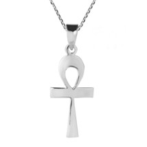 Casual Egyptian Ankh Cross Symbol Sterling Silver Necklace - £15.48 GBP