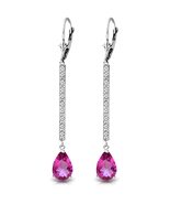 Galaxy Gold GG, 14K Solid White Gold, Natural Pink Topaz Earrings for Wo... - $1,023.25