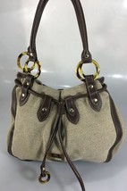 Relic Beige Woven Fabric Brown Faux Leather Hobo Shoulder Bag Handbag - £22.91 GBP