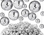 65 Pcs Mirror Disco Balls Ornaments Different Sizes Bulk Reflective Hang... - $53.99