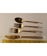 4 piece Place Setting Vtg Carlyle Silver Golden Bouquet Gold Electroplat... - £4.73 GBP