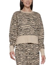 DKNY Womens Sport Tiger-Print Cropped Sweatshirt Size X-Small Color Latte - £54.11 GBP