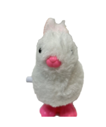 Vintage White Pink Wind Up Hopping Easter Bunny Figure Decoration Works ... - £9.34 GBP