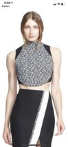 Elizabeth and James Womens Black White Geometric Print Crop Tank Top Moc... - £39.49 GBP