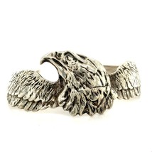 Vintage Signed Sterling Carved Eagle Bird Spread Wings Designer Cuff Bracelet 7 - £154.31 GBP