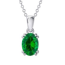 Emerald Necklace Emerald Pendant 925 Sterling Silver Pendant May Birthstone Gree - £52.74 GBP
