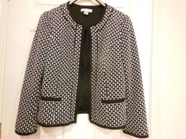 Christopher and Banks Womans Black and White Cotton Blend jacket Medium - £14.80 GBP