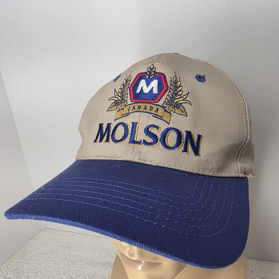 Molson Canada Hops M Logo Beer Store Hat Snapback  Blue Tan - $12.86