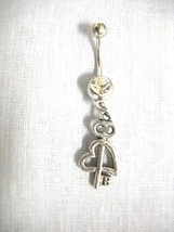 NEW KEY TO MY HEART LOVE CUPIDS ARROW ON CLEAR CZ BAR BELLY RING NAVEL J... - $4.99