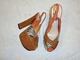 H By Halston suede and leather sandal   Size 8 1/2   open toe - £23.96 GBP