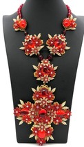 Huge Estate Stanley Hagler NYC Red Glass Cabochons Oversize Necklace Ear Gripoix - $2,205.00