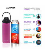 New Aquatix Pink Insulated FlipTop Sport Bottle 21 oz Pure Stainless Steel - $26.76 CAD