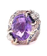 18K Weißgold 20 Ct Amethyst Cocktailring Mit Saphir Und Diamantakzenten - €3.092,93 EUR