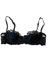 Dolores Poirette Black Lace Bra 34B Underwire Lingerie Vintage Union Made - €29,08 EUR