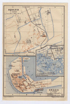 1913 Original Antique City Map Of Grado / Ancient Aquileia / Italy - £18.04 GBP