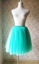 Aqua-blue Tulle Tutu Skirt Women Custom Plus Size Fluffy Tulle Midi Skirt